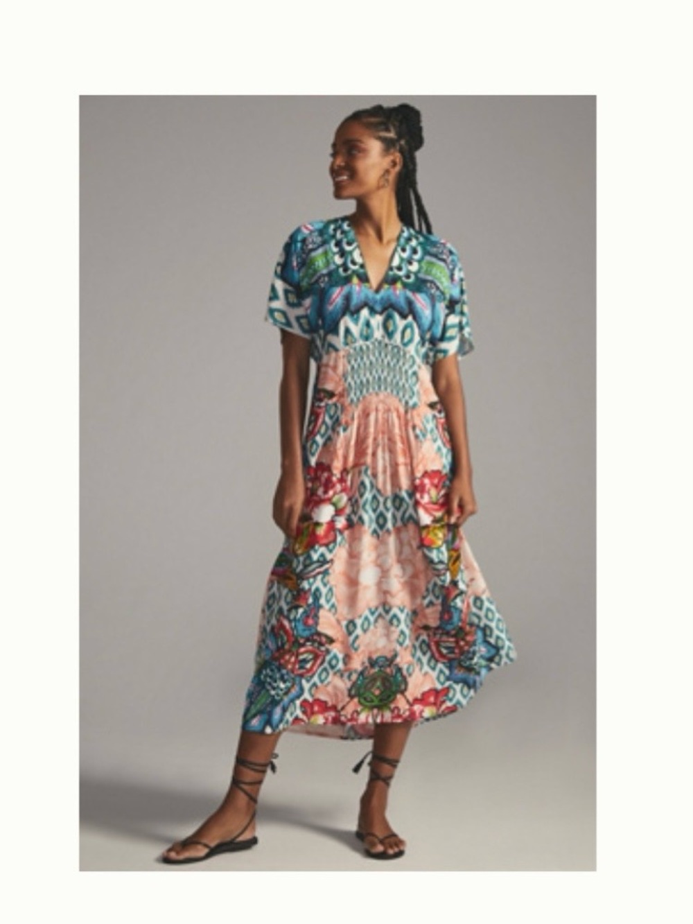 Anthropologie Multi-Color Floral & Ikat Maxi Dress - Picture 5 of 5